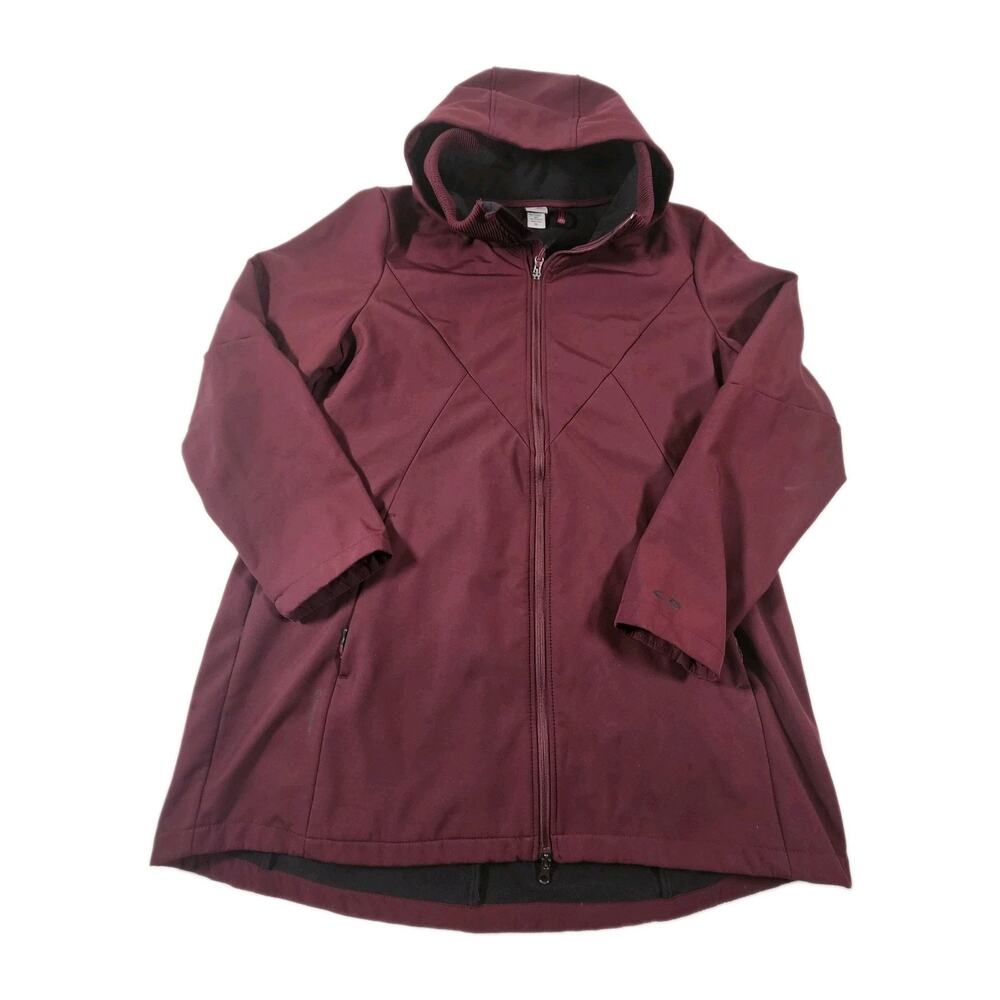 ZeroXposur Women's XXL Burgundy Hooded Softshell Jacket Full Zip Fleece Lined...